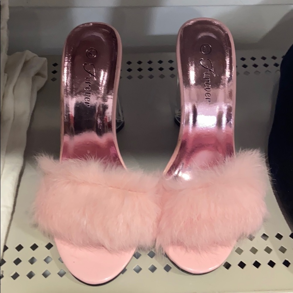 Furry Heels with Clear Heel.